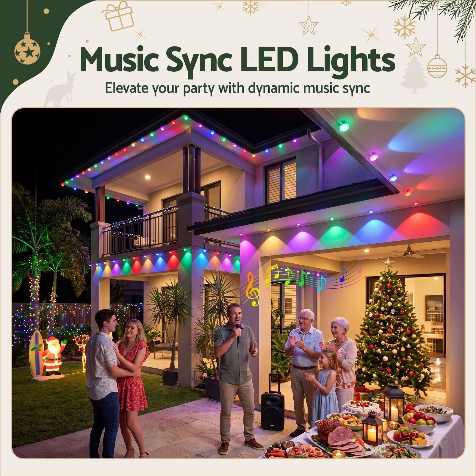 15M Christmas Lights Permanent String Eaves Light 36 LED Decoration Set