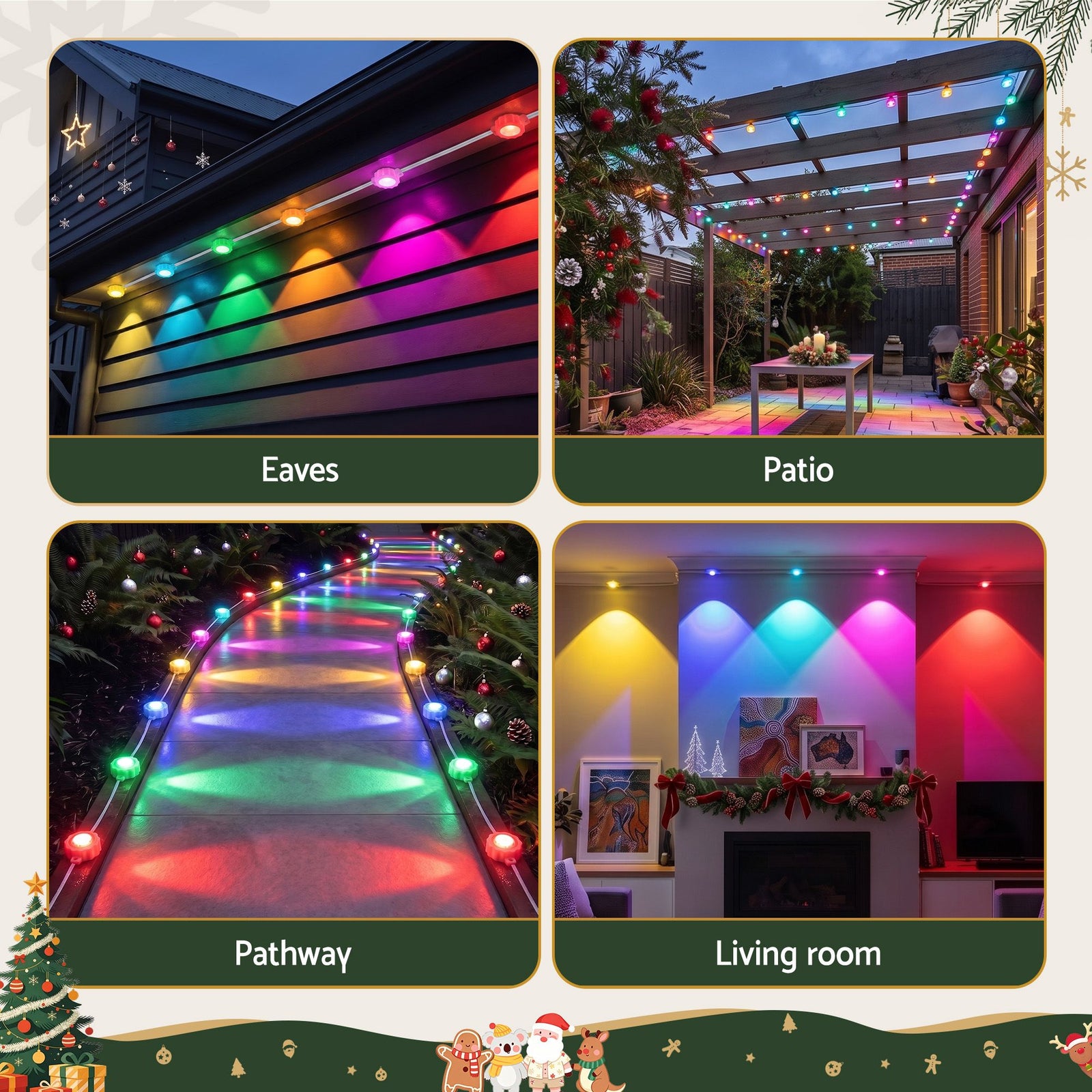 15M Christmas Lights Permanent String Eaves Light 36 LED Decoration Set