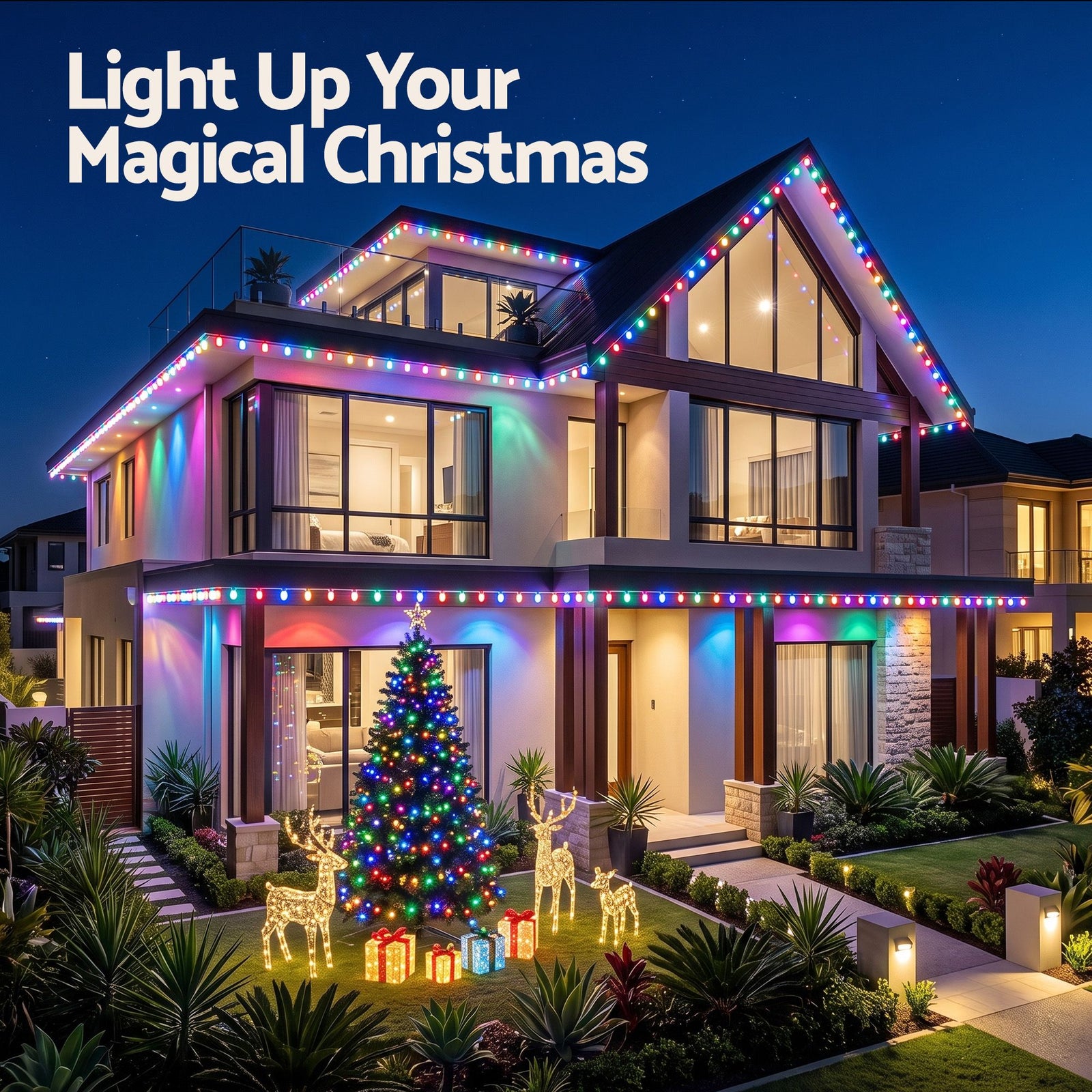 30M Christmas Permanent Outdoor Lights Smart Eaves String App Control Decoration 72LED