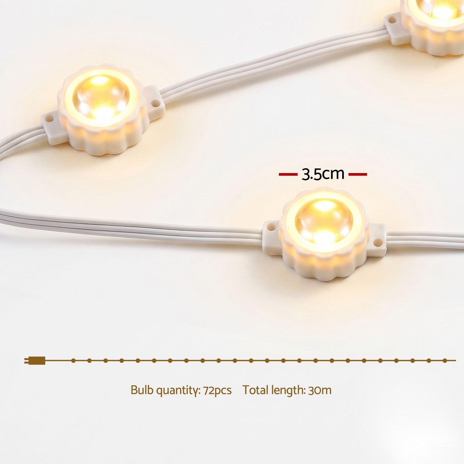 30M Christmas Permanent Outdoor Lights Smart Eaves String App Control Decoration 72LED