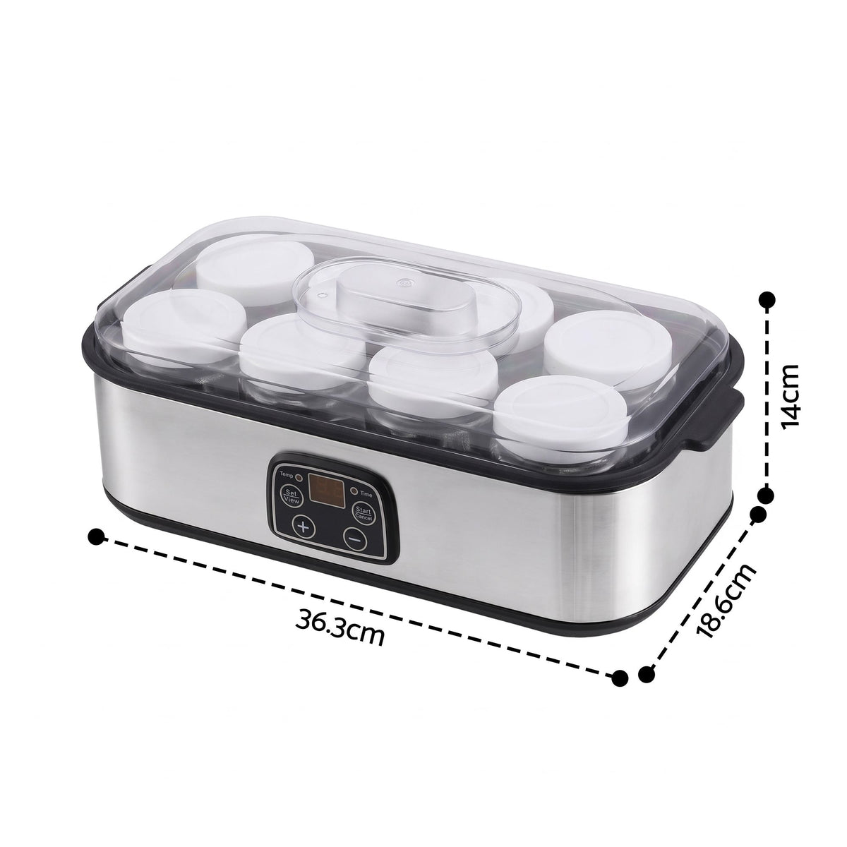 Devanti Yoghurt Maker Machine 8x180ml Glass Jars Digital Temp Control Black