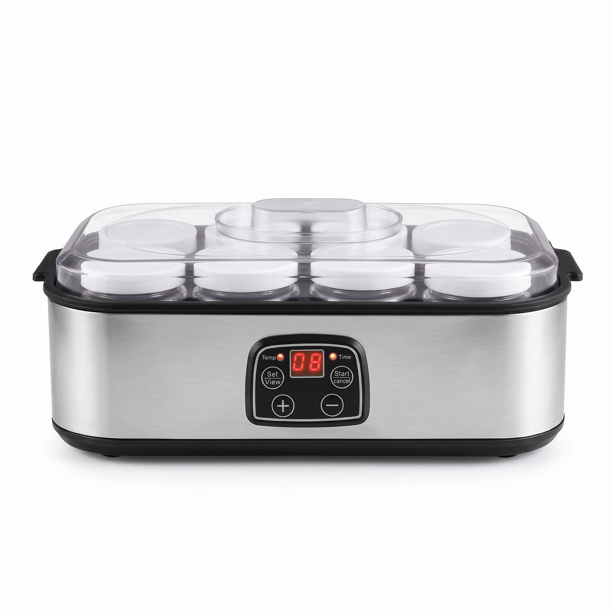 Devanti Yoghurt Maker Machine 8x180ml Glass Jars Digital Temp Control Black