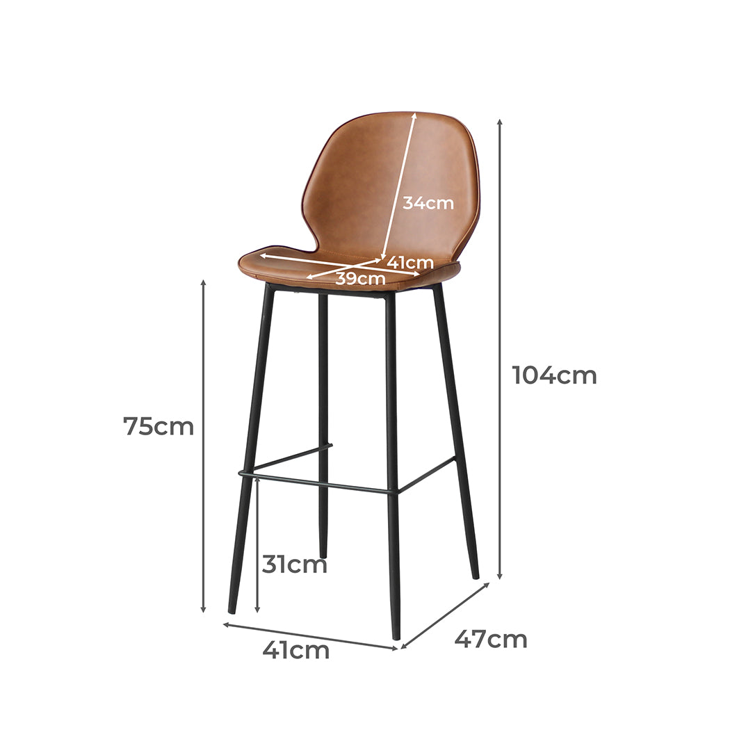Levede 2x Bar Stool Barstools Counter Brown