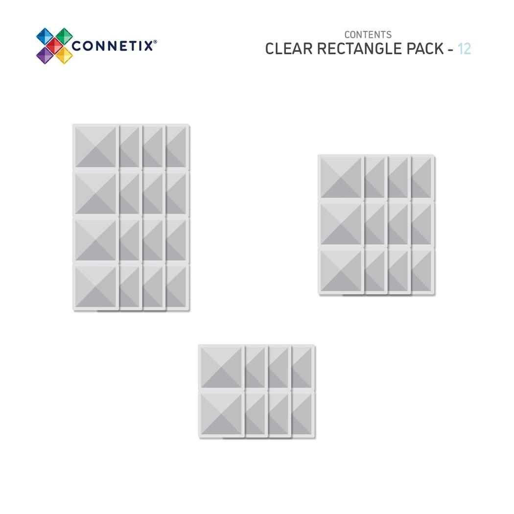 Connetix Tiles Clear Rectangle Pack 12 pc