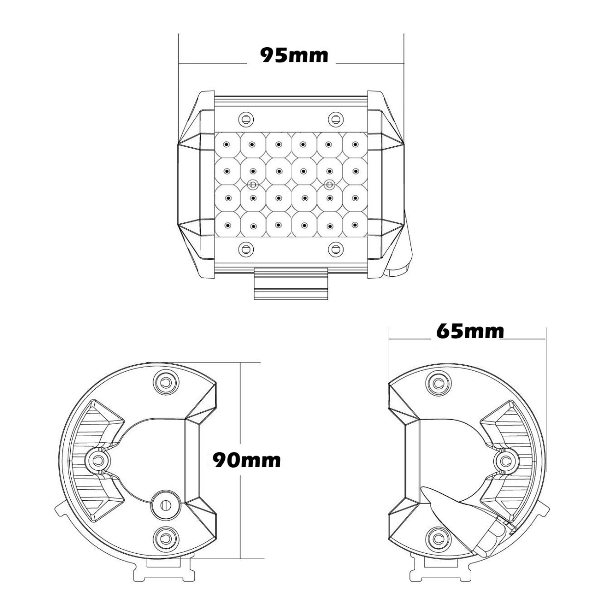 Pair 4 Inch Philips LED Spot Work Lights Quad Row 2,150lm IP68 4WD Reverse Light