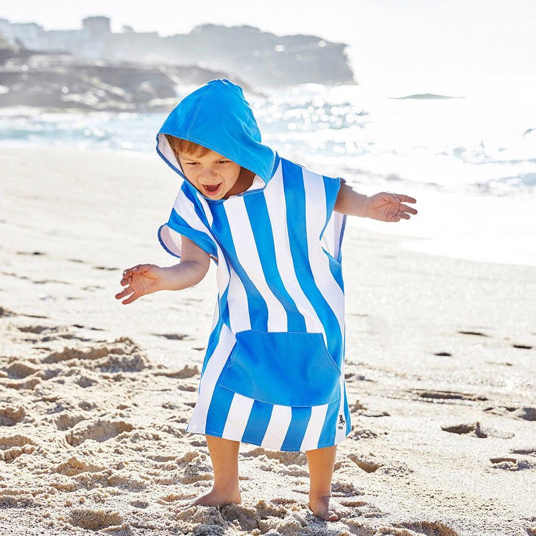 Dock & Bay KIDS Poncho Hooded Towel -Mini Cabana Collection-Bondi Blue XS (2-4yrs)