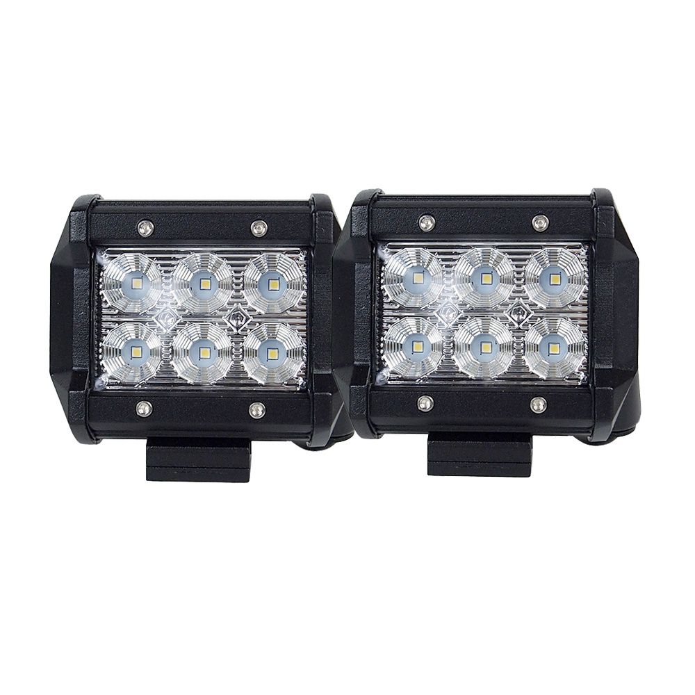 Pair 4 Inch CREE LED Work Lights Flood Beam IP68 Offroad Reverse & Fog Lamps