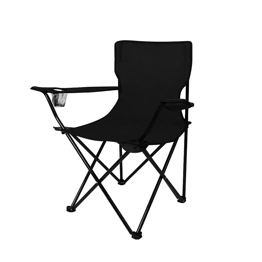 Levede Camping Chairs Folding Arm Foldable Black-2006733106232561664