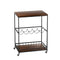 Wooden Bar Cart Drinks Trolley 3 Tire