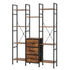 Levede Bookshelf 10 Open Cubes 3 Fabric Drawers Wood Black-2100034939570491392