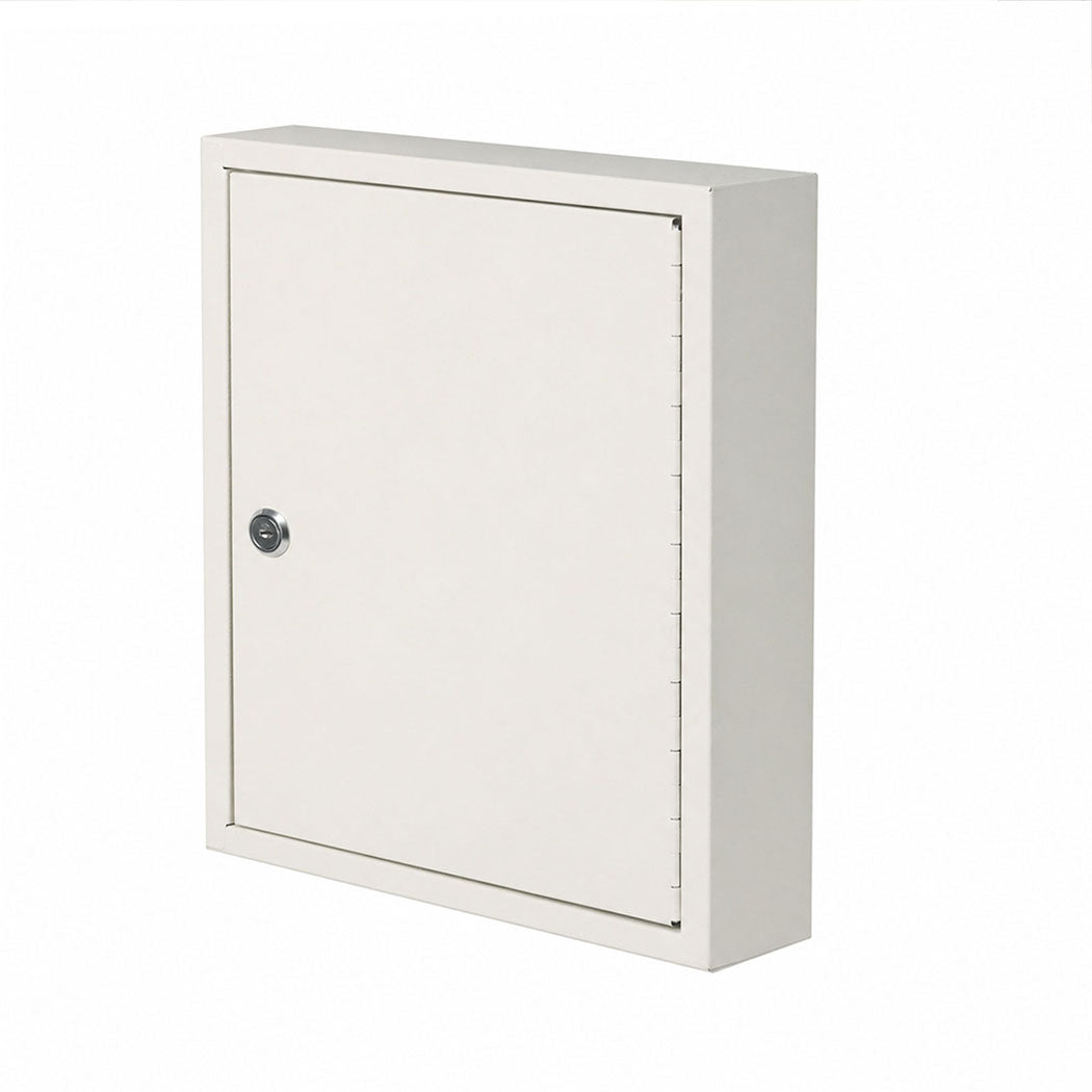 Levede Key Safe Cabinet 42-Key Wall Mount Steel Lock Box White-2100035001302257664