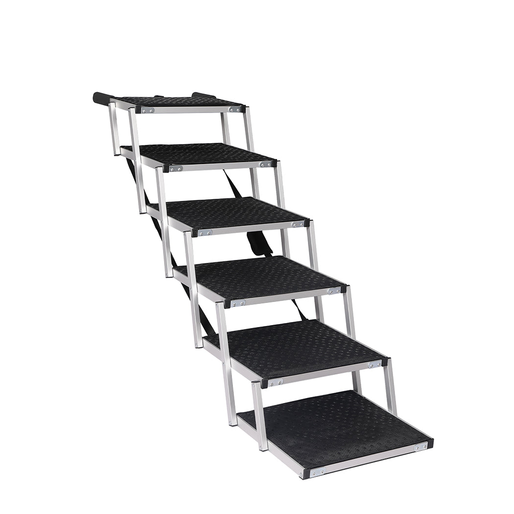PaWz 6 Steps Dog Ramp Adjustable Height Black-2018816812736712704
