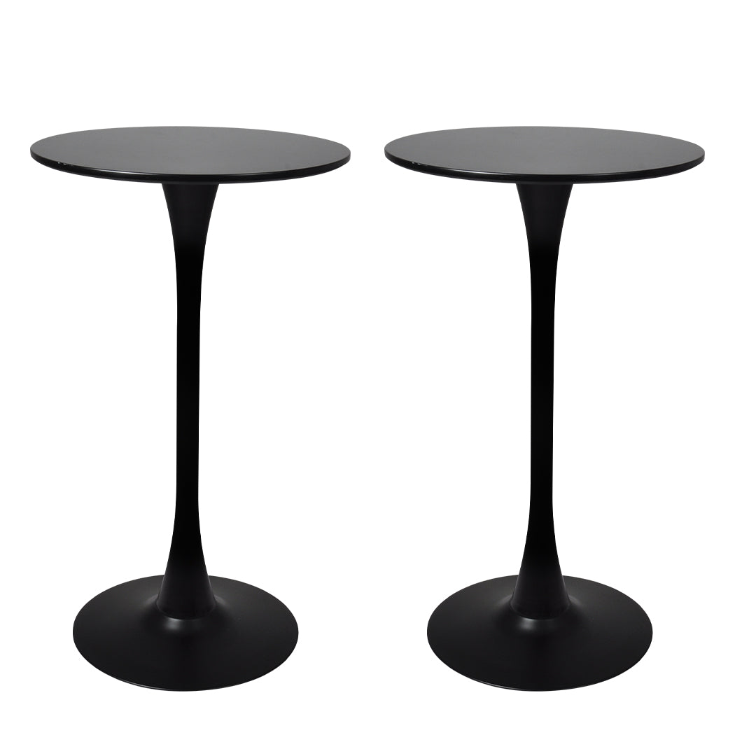 Levede 2x Round Bar Table Pub Tables Black-1864183286969012224