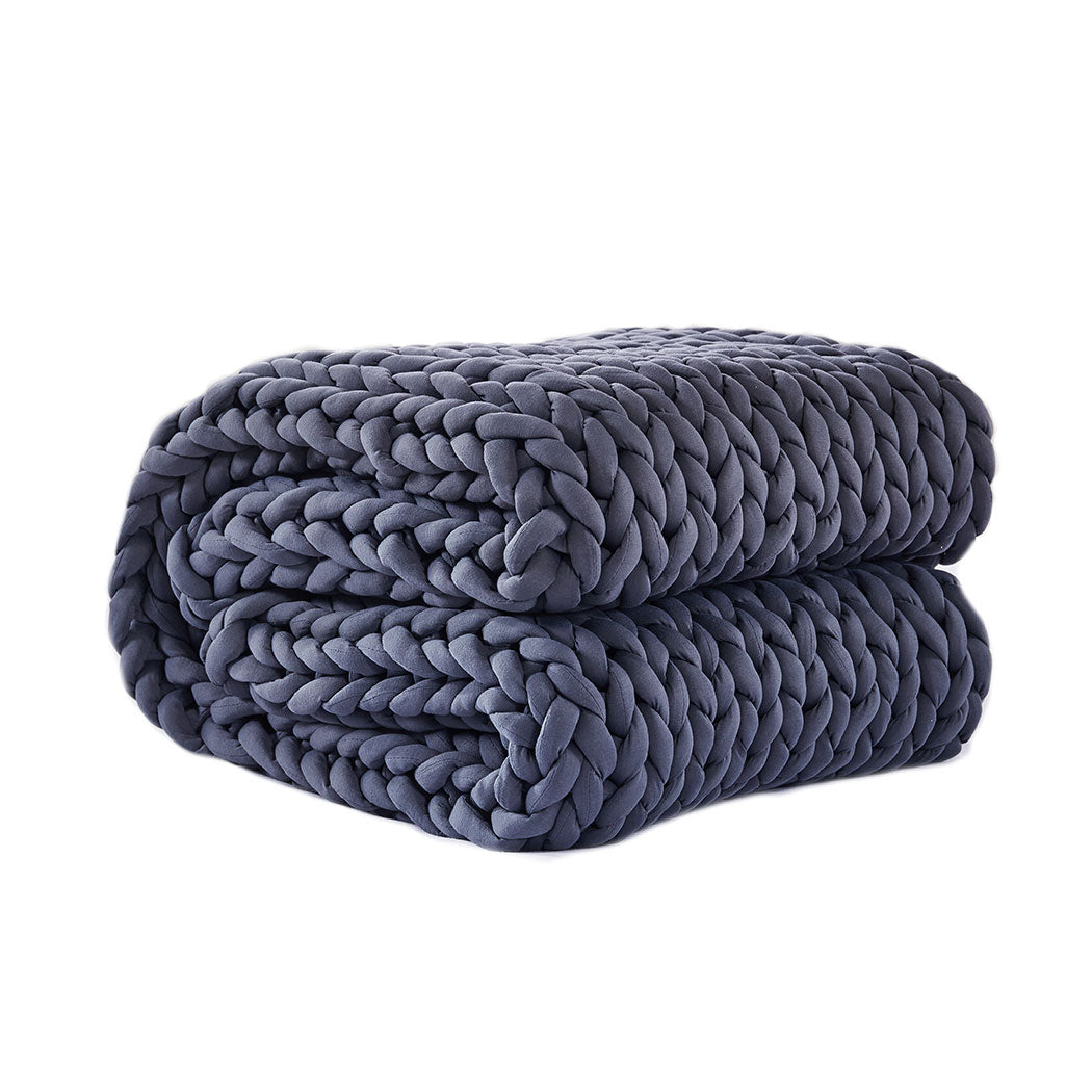 Dreamz Knitted Weighted Blanket Chunky Dark Grey Double 7KG-2018816842843426816