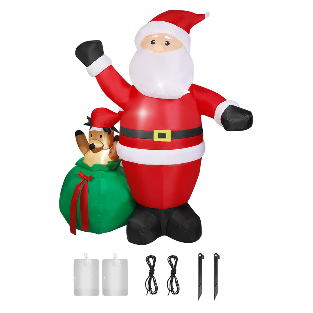 Santaco Christmas Inflatable Outdoor Santa Claus Elk 2.2M Xmas Decoration Light-1950769999102742528