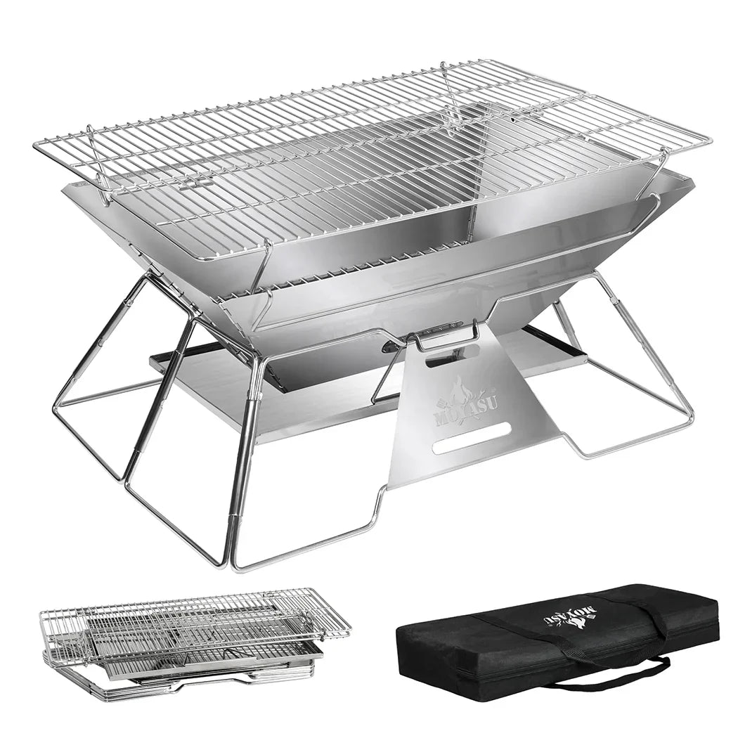 Levede Portable Folding BBQ Charcoal Grill Silver-2006732907665821696