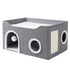 Pawz Foldable Cat House Cave Bed Hideaway Interactive Nest Scratching Board-2050056785997467648