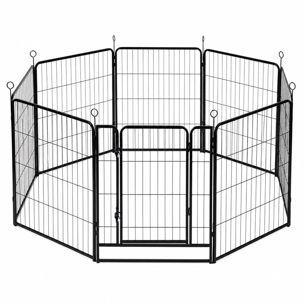 Pawz Dog Playpen 8-Panel Folding Dog Pen Steel Black-2100034989323325440