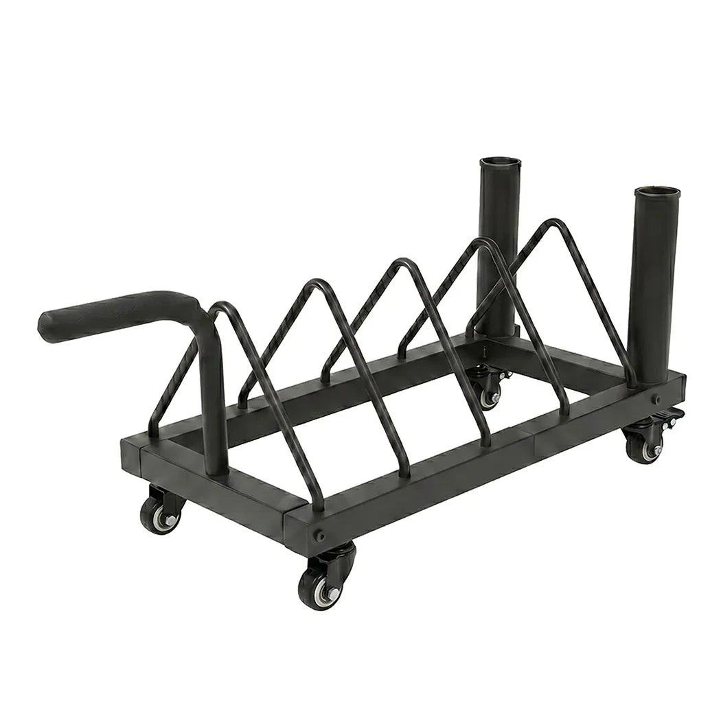 Centra Horizontal Bumper Plate Rack with Wheels Barbell Weight Storage Holder-2050059020890411008
