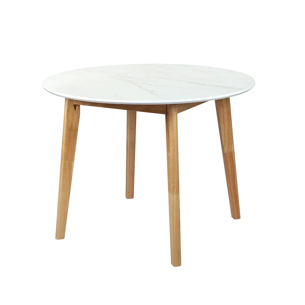 Levede Dining Table Round Rubberwood Base 100cm White 100 CM-2018816940793008128