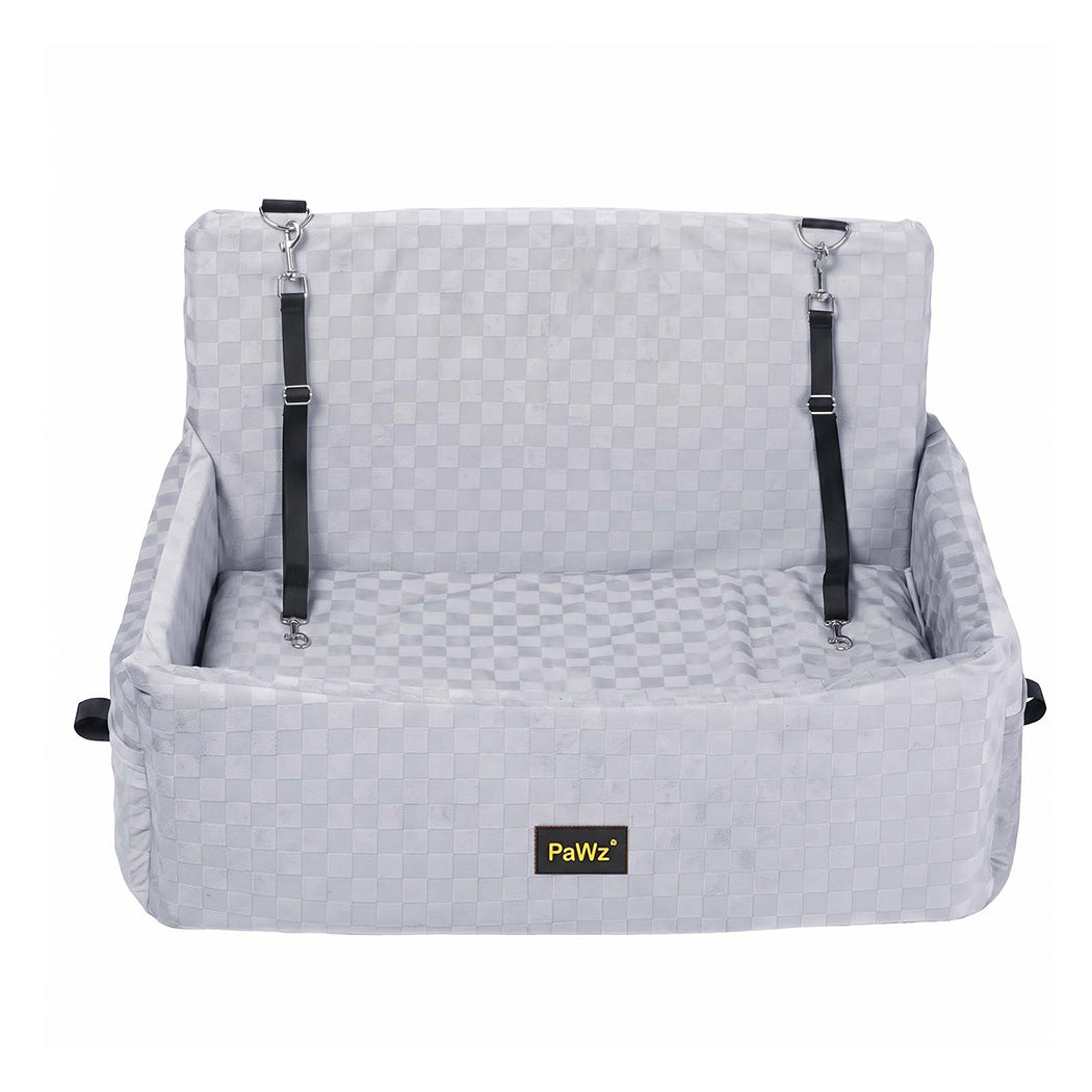 Pawz Large Dog Car Seat Booster Plush Dual-Side Portable Travel Bed Grey-2100034993228222464
