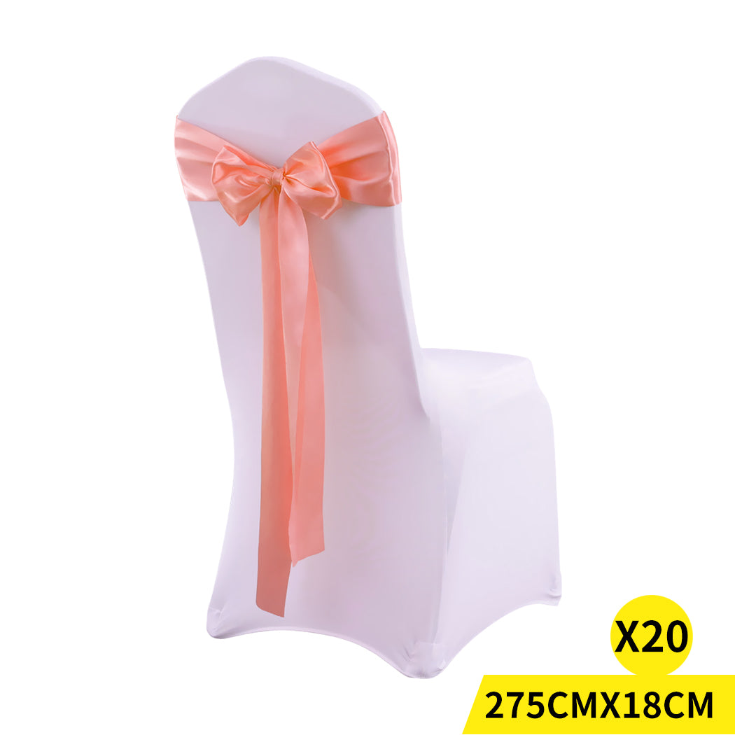 20x Satin Fabric Chair Sashes Cloth Coral-2018816622923485184