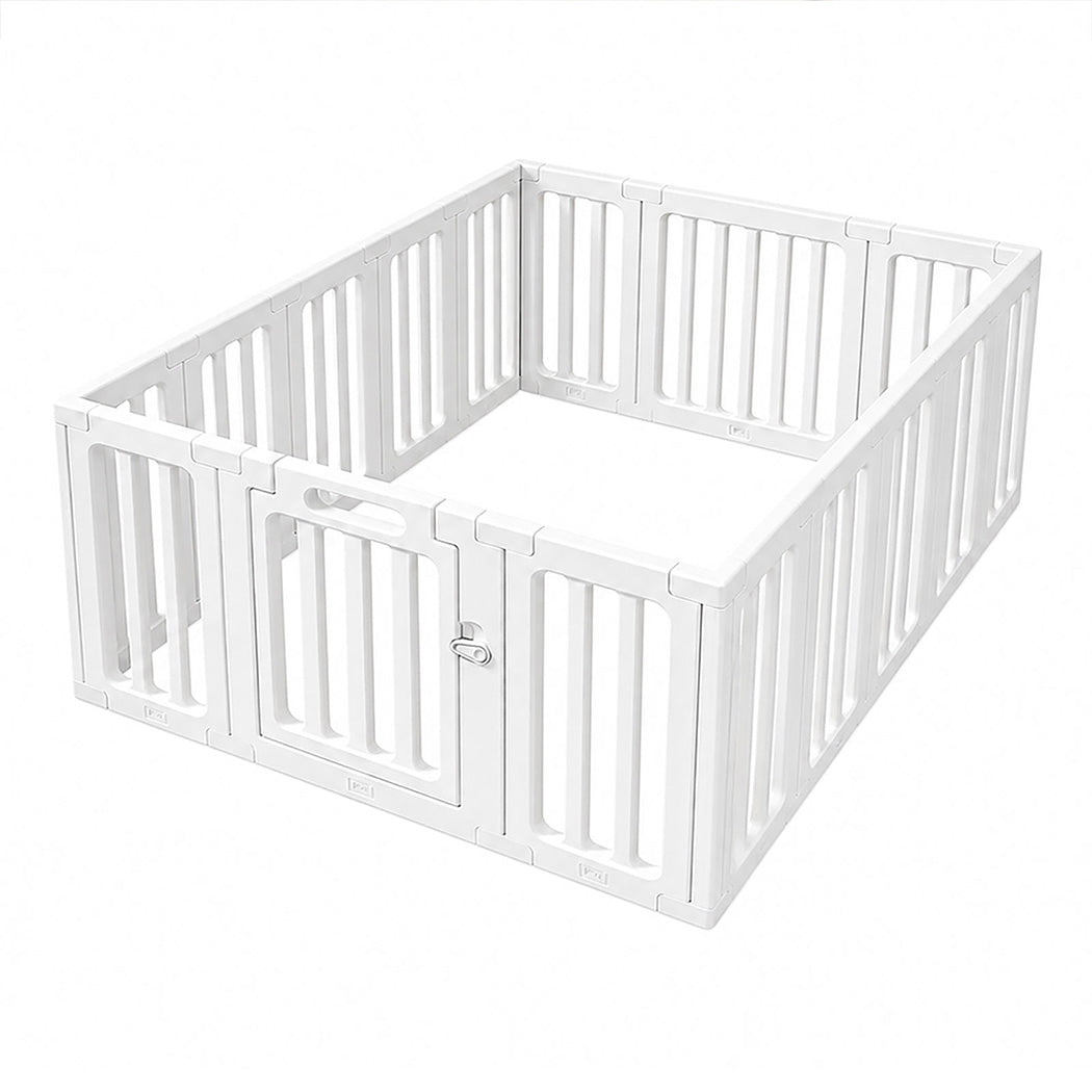 BoPeep Large Baby Playpen HDPE Safety Fence with 36 Suction Cups Indoor White-2100034970889359360