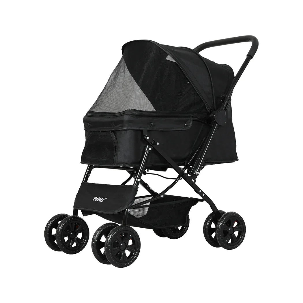 PaWz Pet Stroller Dog Cat Carrier Foldable Black-2006733031766888448