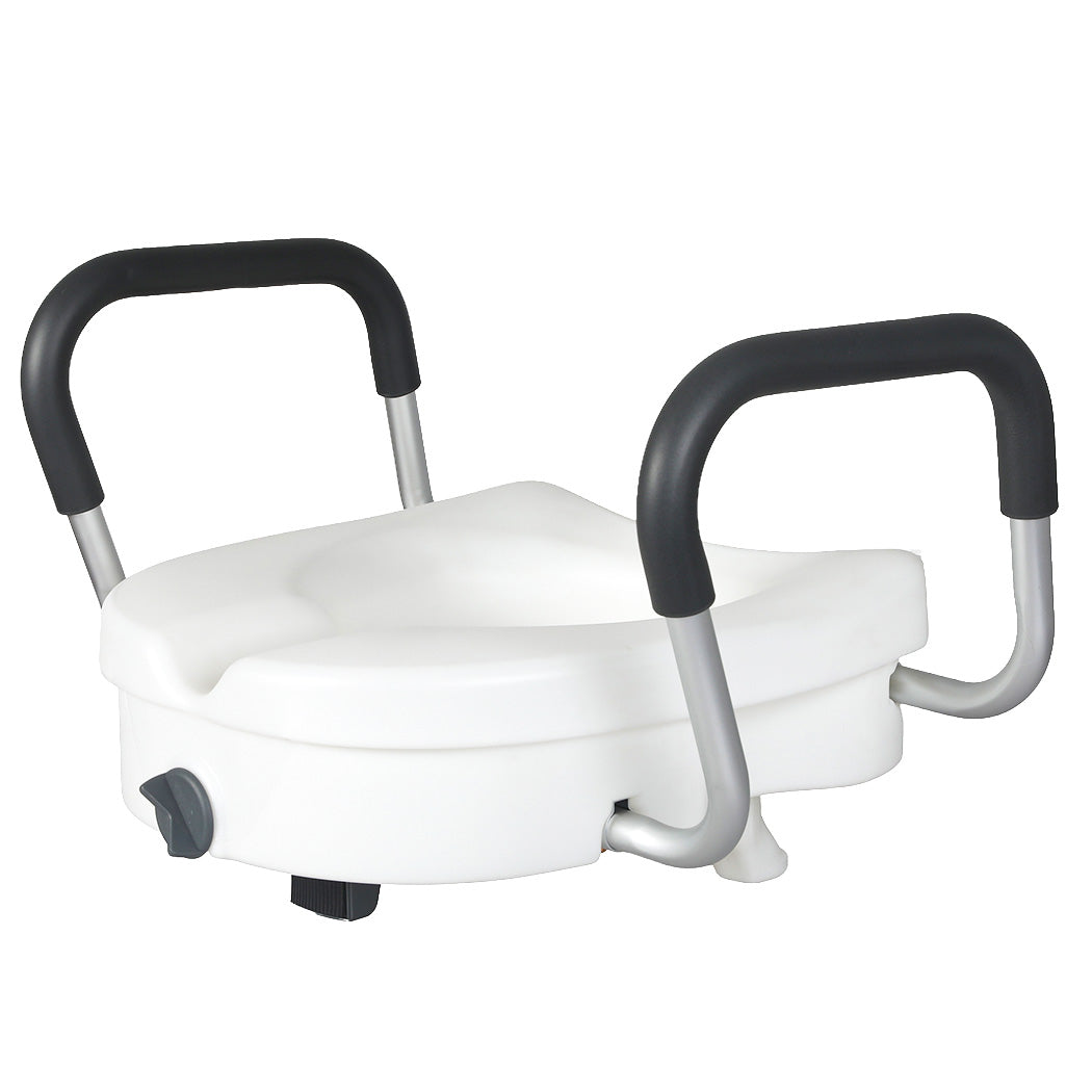 Levede Raised Toilet Seat with Handles Adjustable Height Aid Seniors White-2100034935548153856