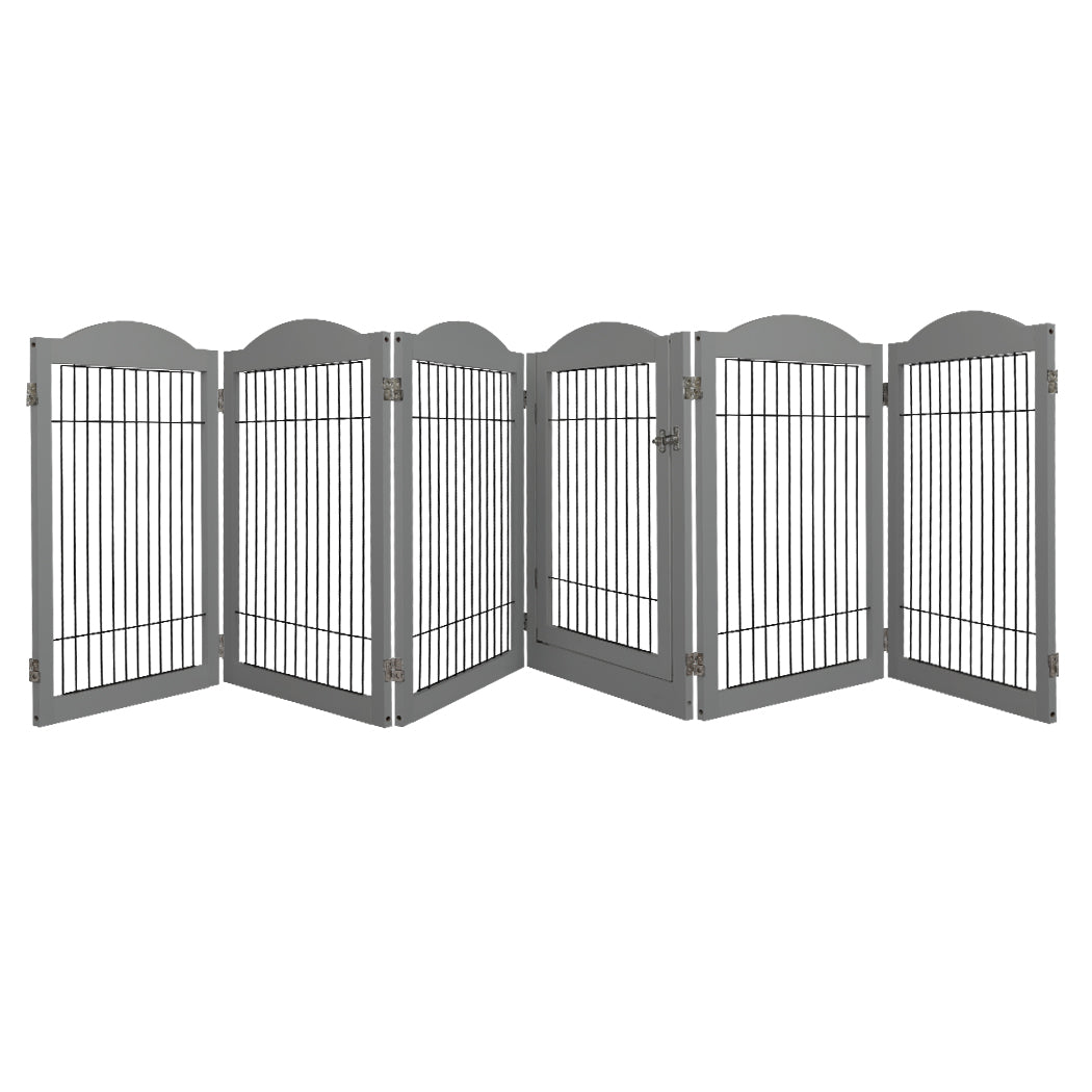 PaWz 6 Panels Pet Dog Playpen Puppy Grey-2006732991824531456