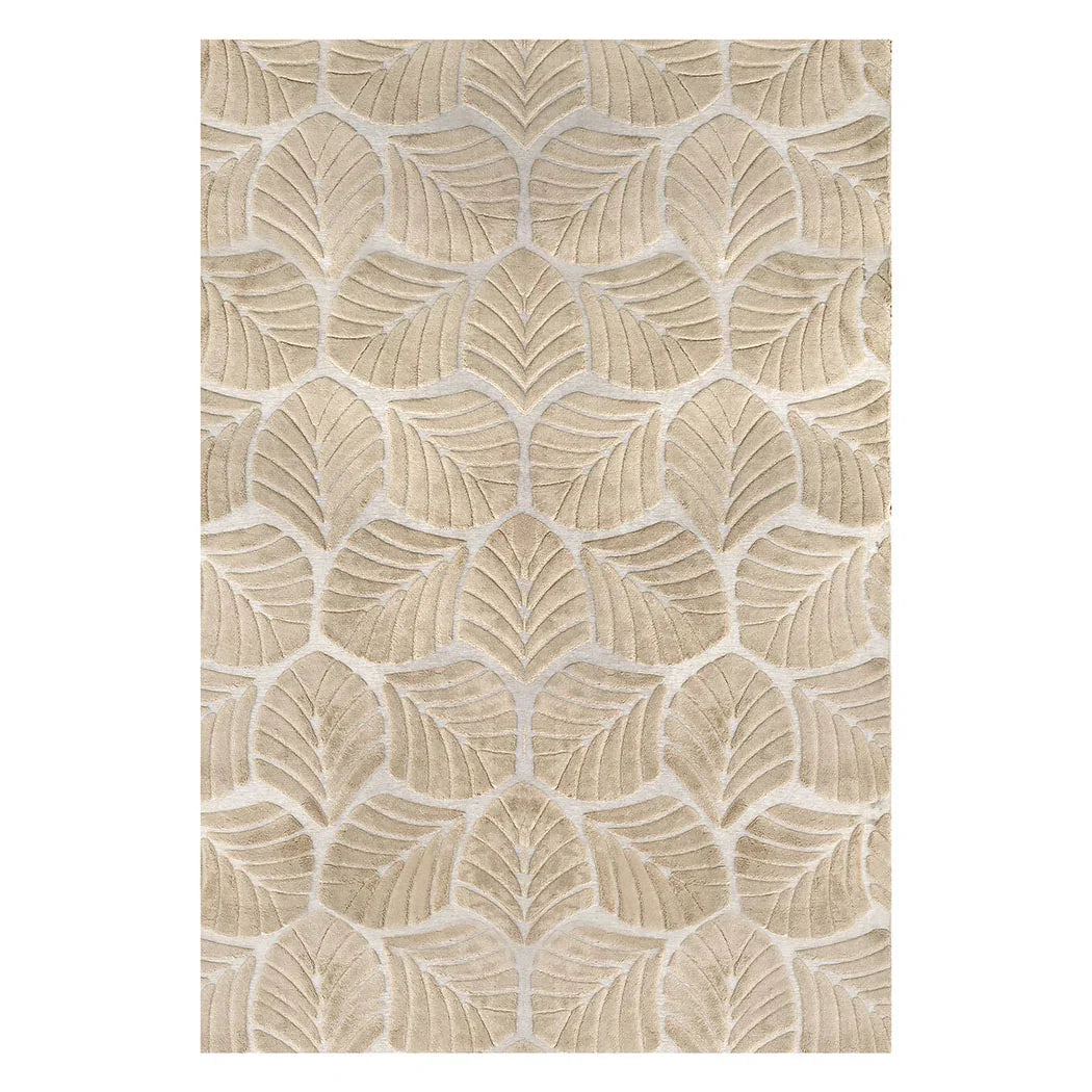 Marlow Floor Rug Soft Embossed Carpet Non Slip Plush Shaggy Rugs Leaf Pattern-2029387196552843264