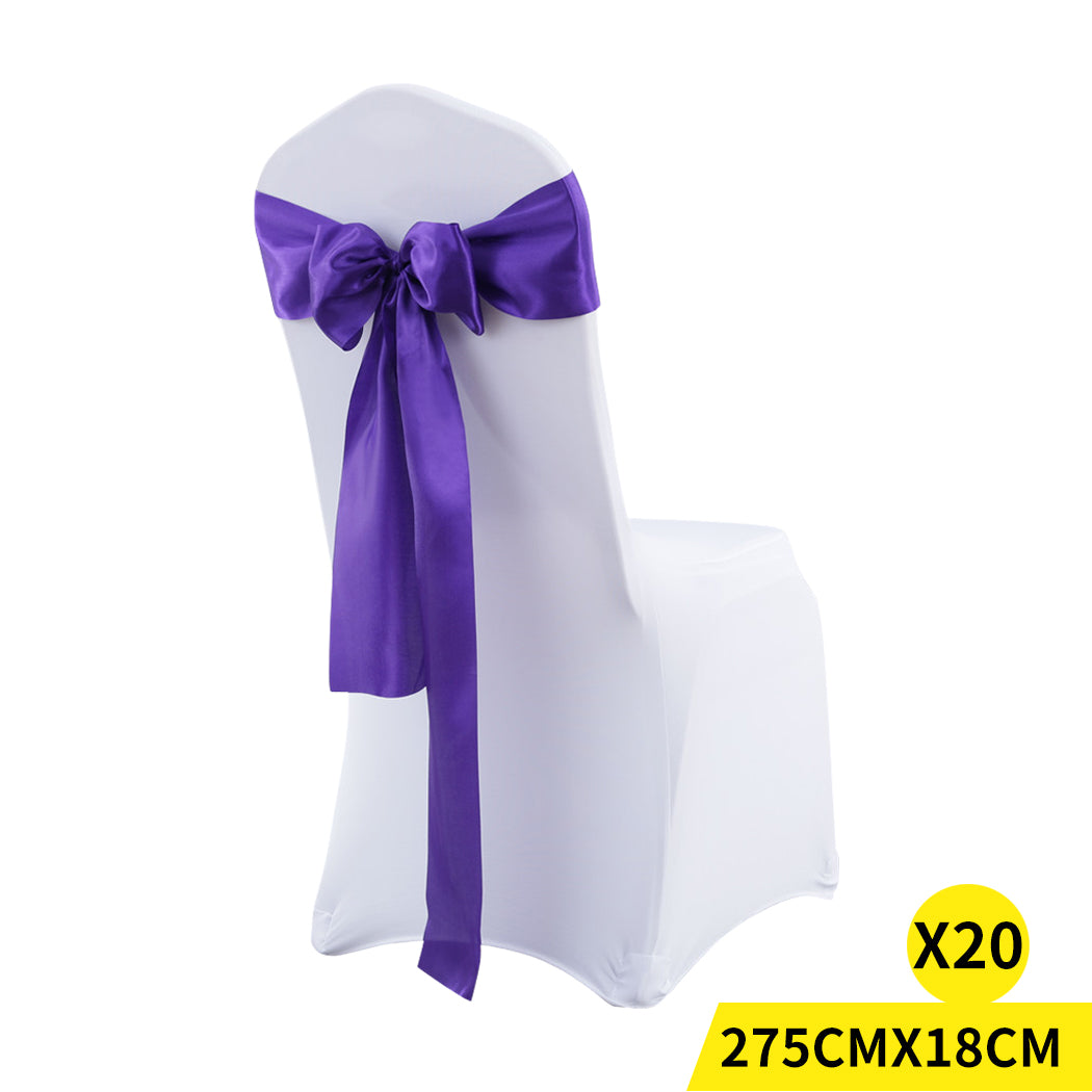 20x Table Runner Satin Chair Sashes Eggplant-2065254449479290880