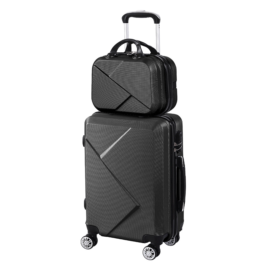 Slimbridge 2pcs 20"Travel Luggage Set Black-1864184360790528000