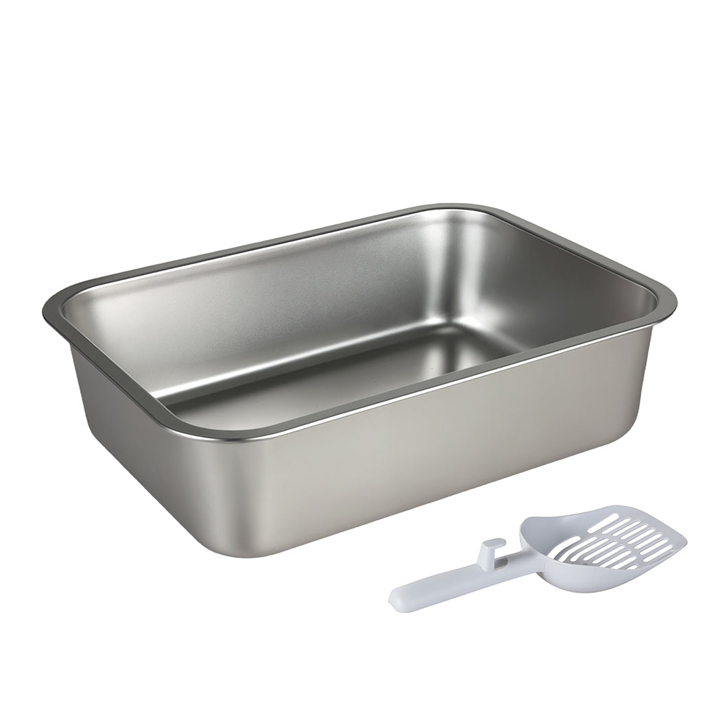 Pawz Stainless Steel Cats Litter Box 10cm Height Small Animals Easy Entry Clean-2065254295179235328
