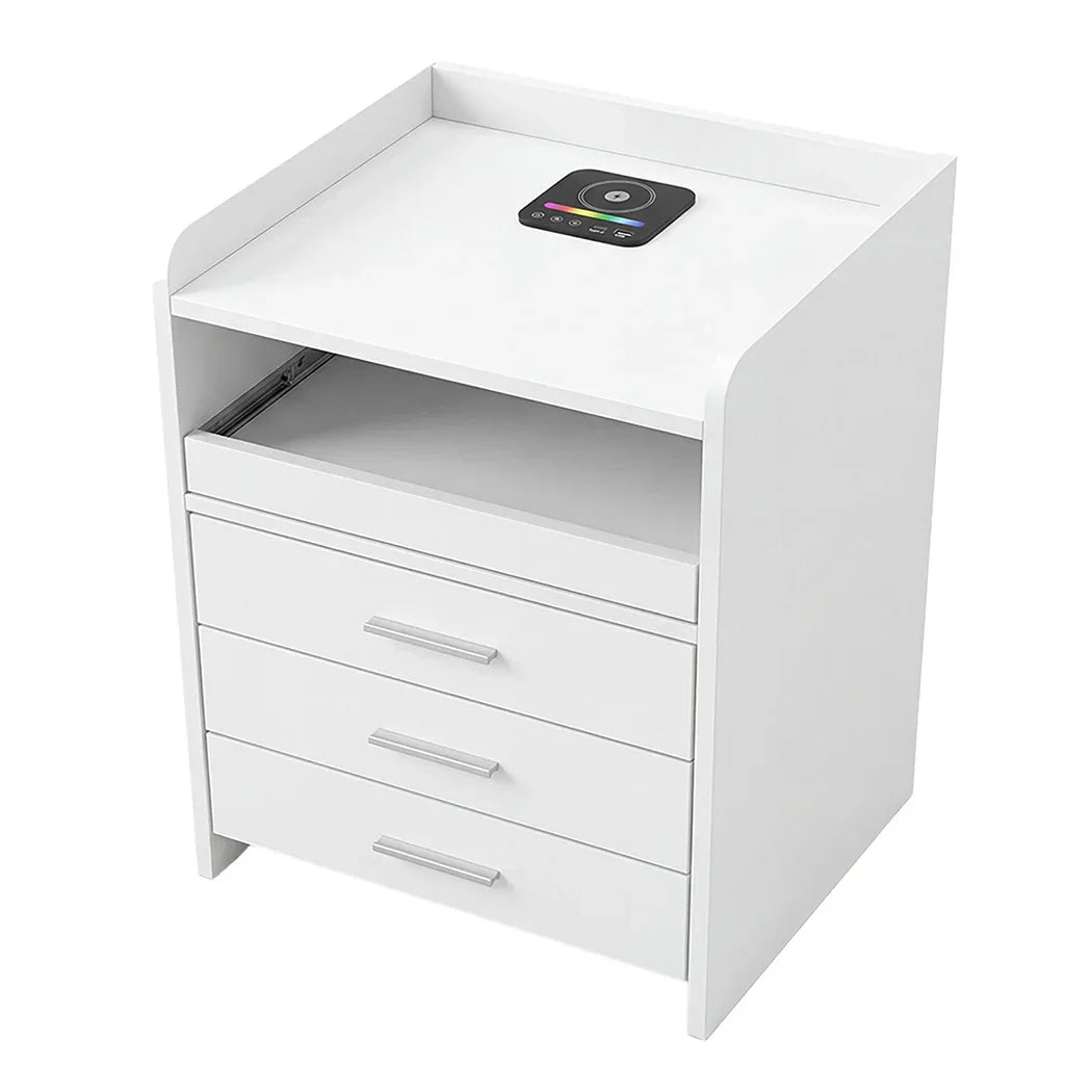 Levede Smart Bedside Table USB Wireless Charging Motion Sensor Light Nightstand-2050056780473569280