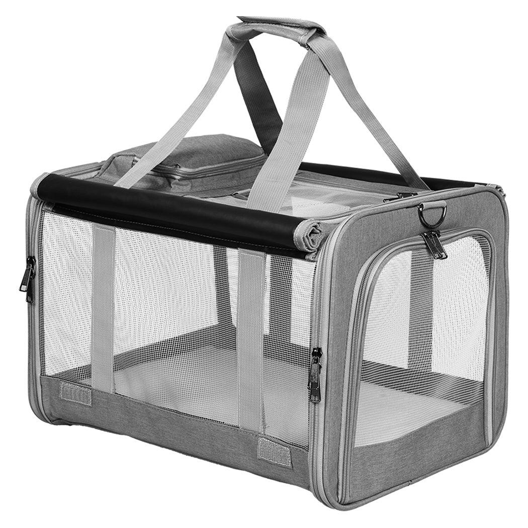 Pawz 3 in 1 Pet Soft Crate Dog Cat Carrier M Size Grey-2029387205448962048