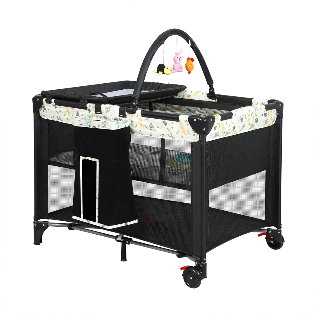 BoPeep Baby Cot Bed Crib Portable Bassinet Black-2006733207525003264