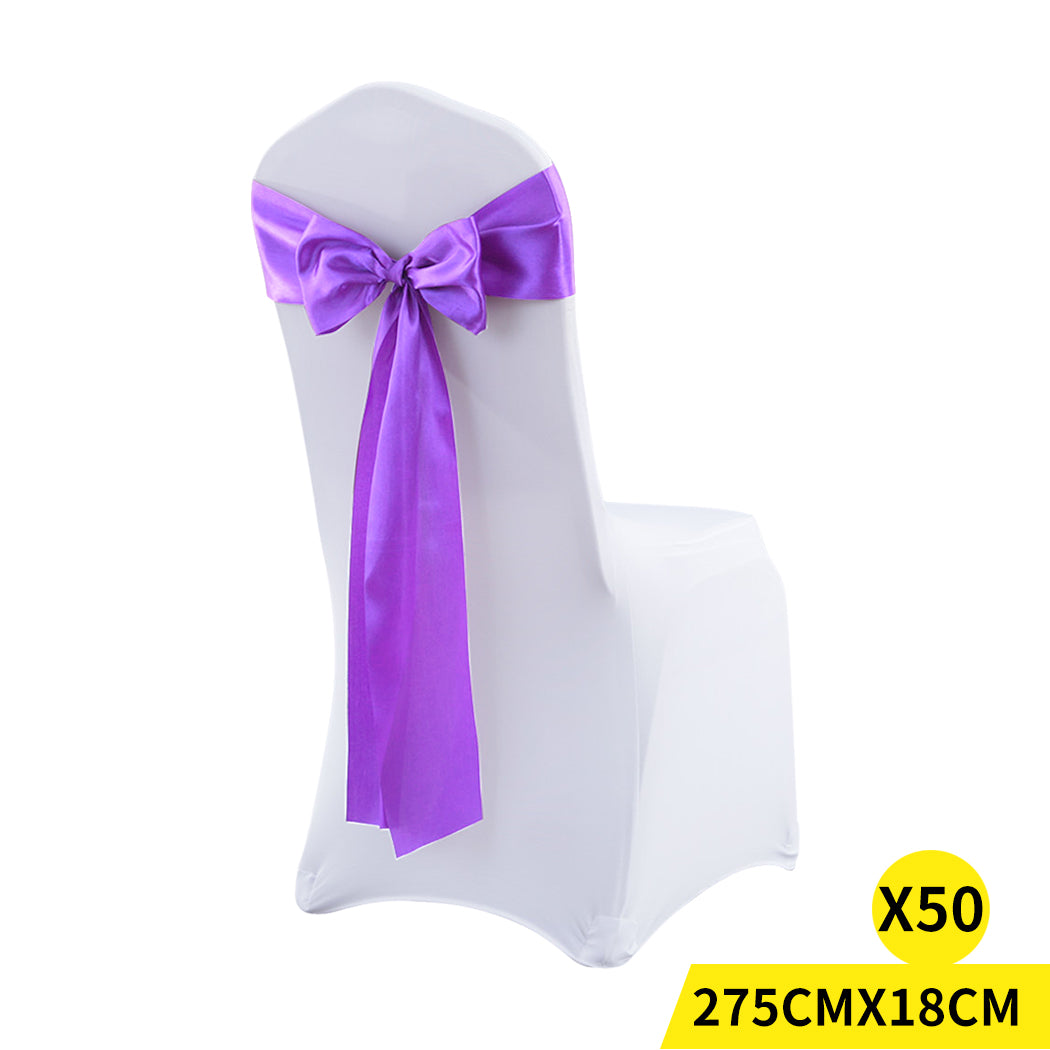 50x Satin Chair Sashes Cloth Cover Wedding Lavender-2065254450536255488