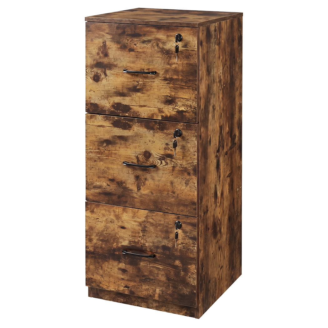 Levede File Cabinet Document Organiser  3 Lockable Drawers Vertical Cabinet-2072893556288262144
