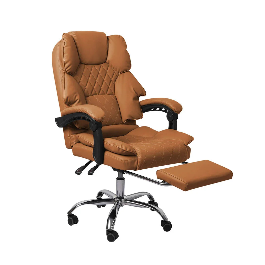 Levede Gaming Chair Office Computer Brown Footrest-2018816909402836992