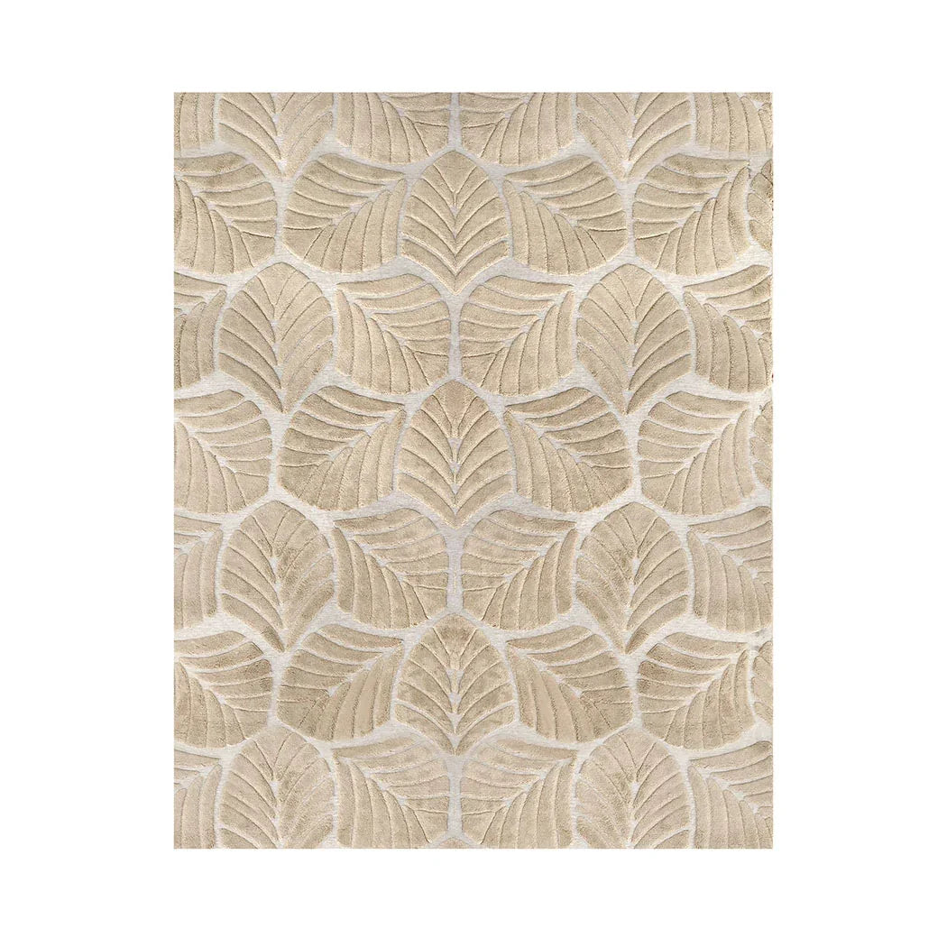 Marlow Floor Rug Soft Embossed Carpet Non Slip Plush Shaggy Rugs Leaf Pattern-2018816822400389120