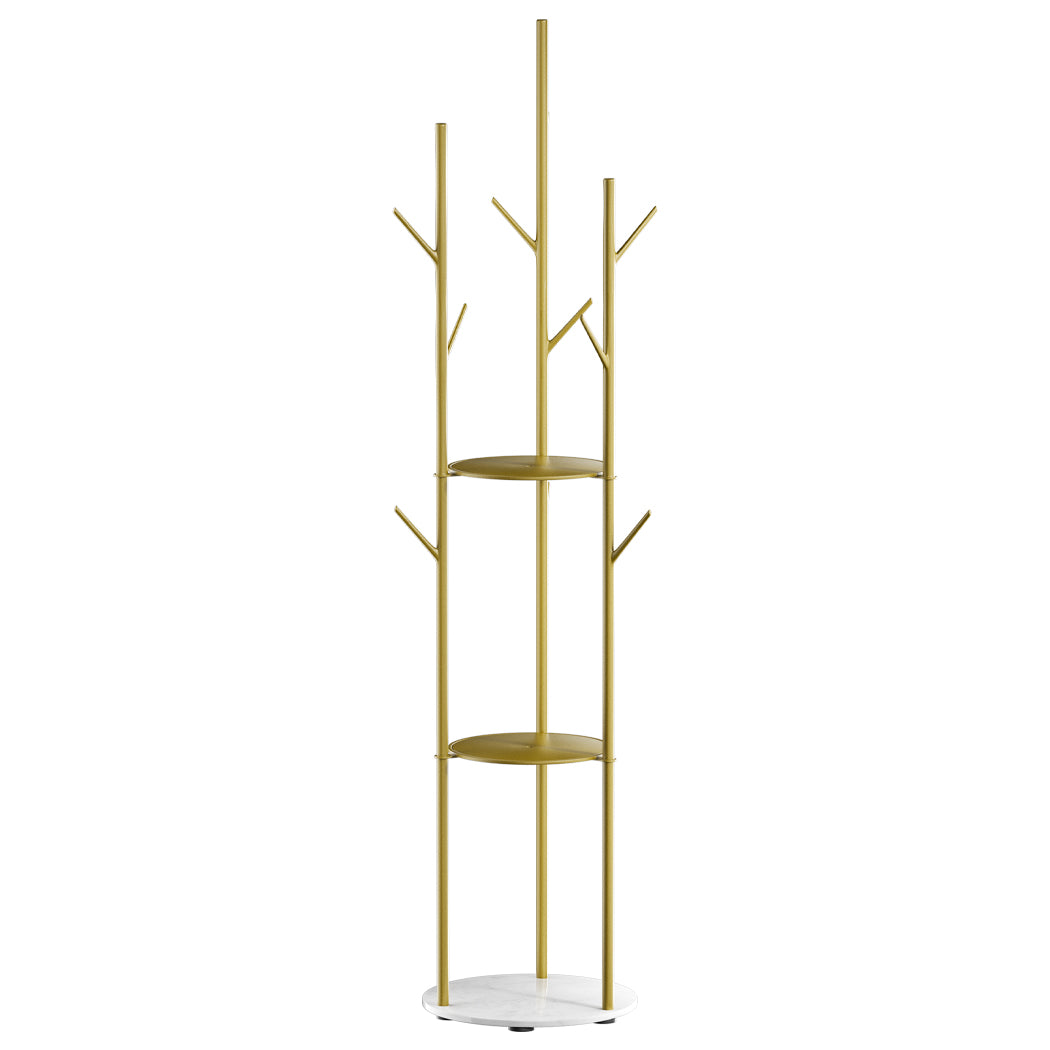 Levede Coat Rack Clothes Stand 8 Hook Organizer Gold-1973193820849967104
