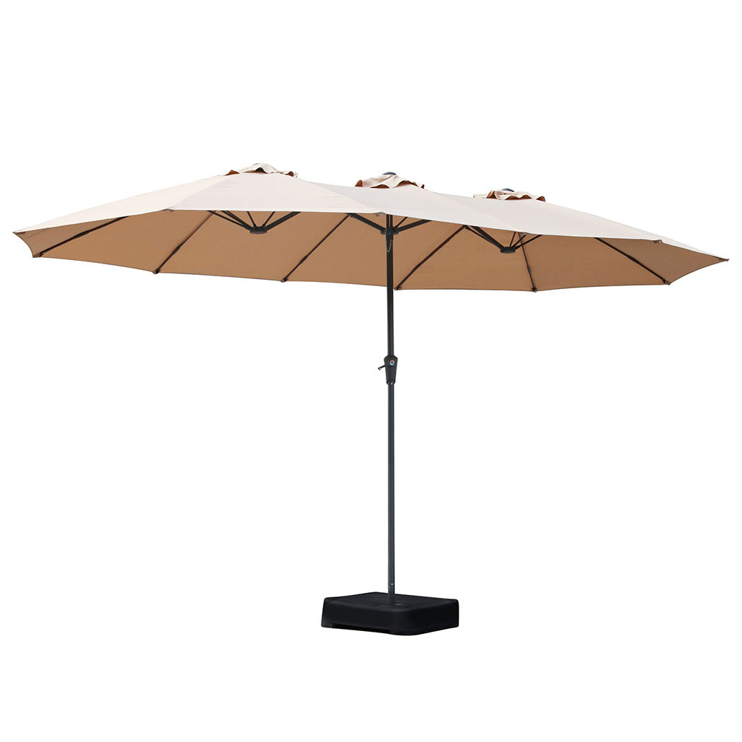 Centra 4M Double-sided Patio Umbrella Outdoor Umbrella Base Stand Khaki-1910112248144203776