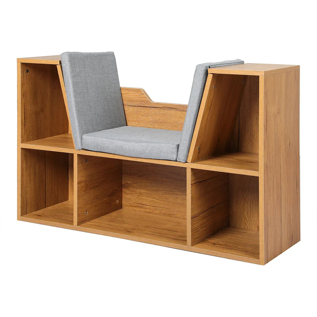 Levede Kids Bookcase Toys Box Shelf Brown-2018816836392587264