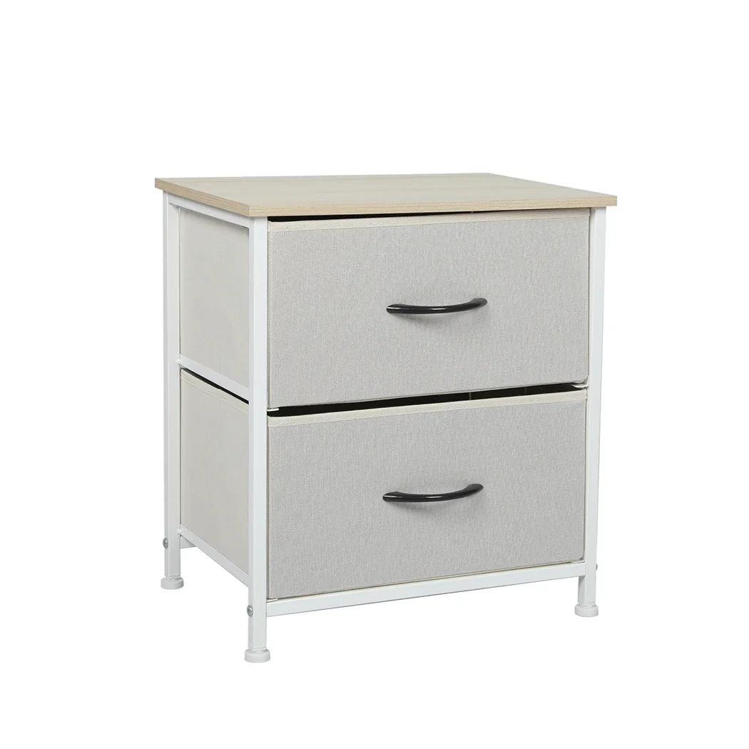 Levede Chest of 2 Drawers Bedside Table Beige-2006733263787397120