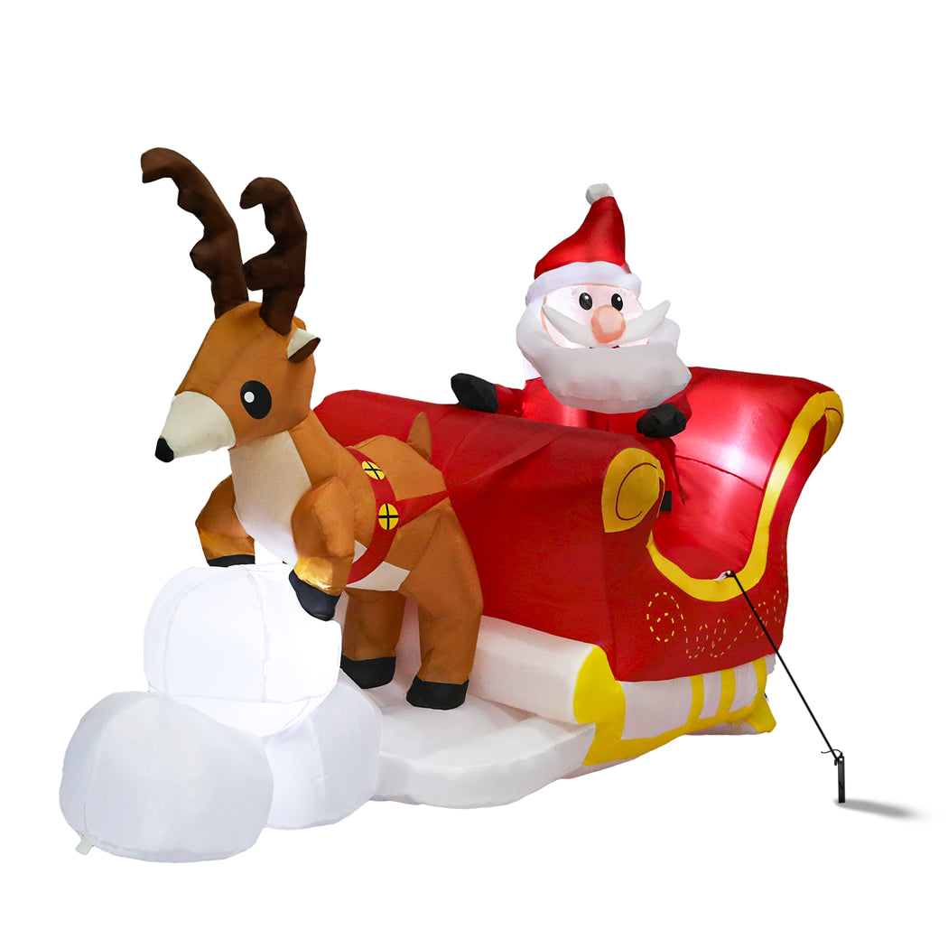 Santaco Christmas Inflatables Outdoor Santa Claus Reindeer Sleigh Lights Decor-1950769999287291905