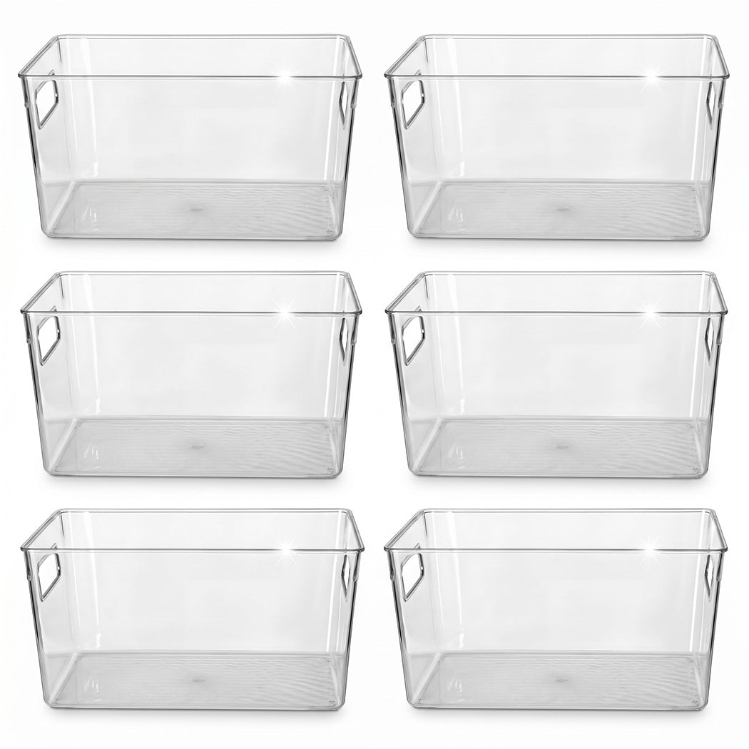 Toque Clear Plastic Storage Bins 6PCS Pantry Fridge Organizer Boxes Handles-2061251865114447872