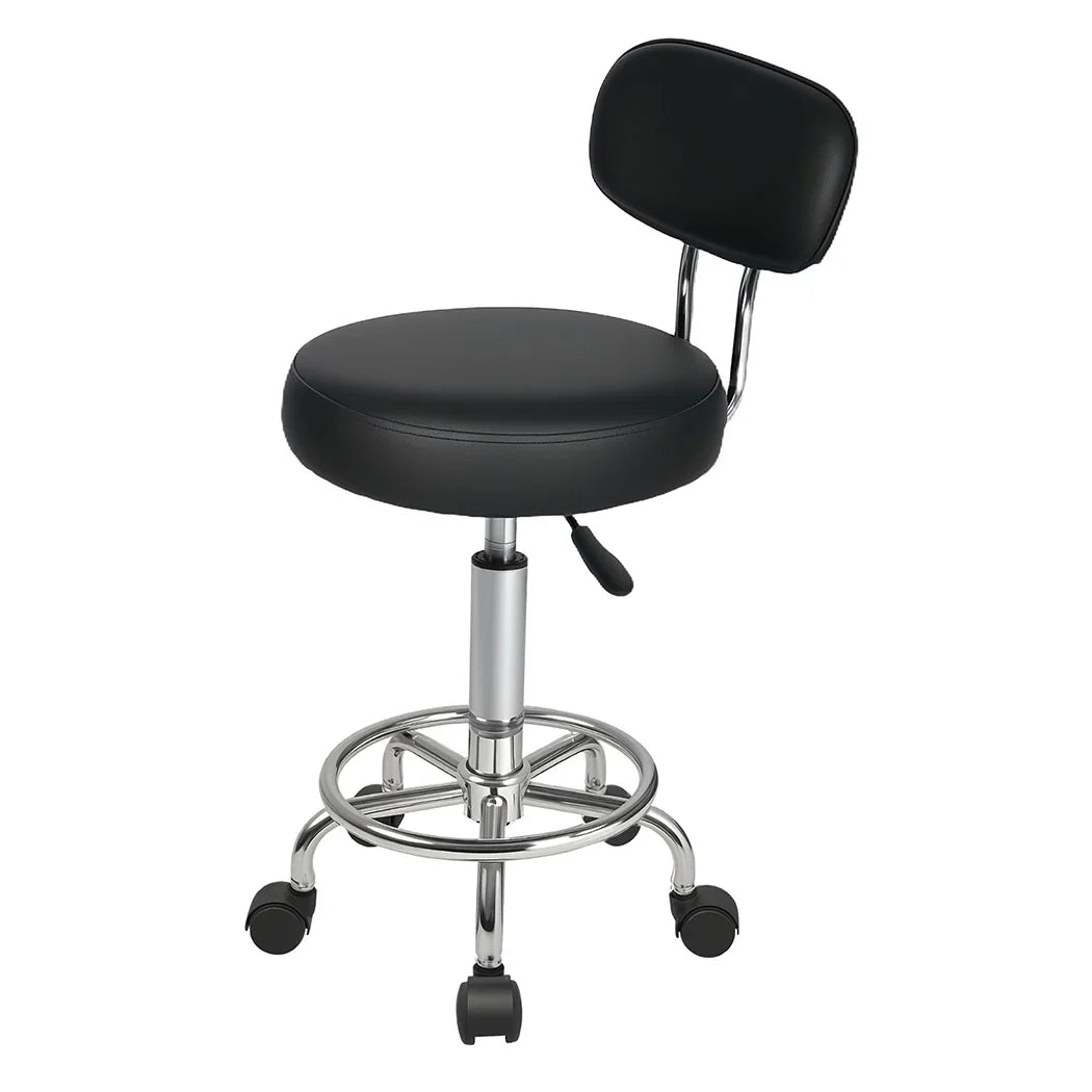 Levede Swivel Office Chair Round Rolling Stools PU Leather Height Adjustable-2050056760236052480