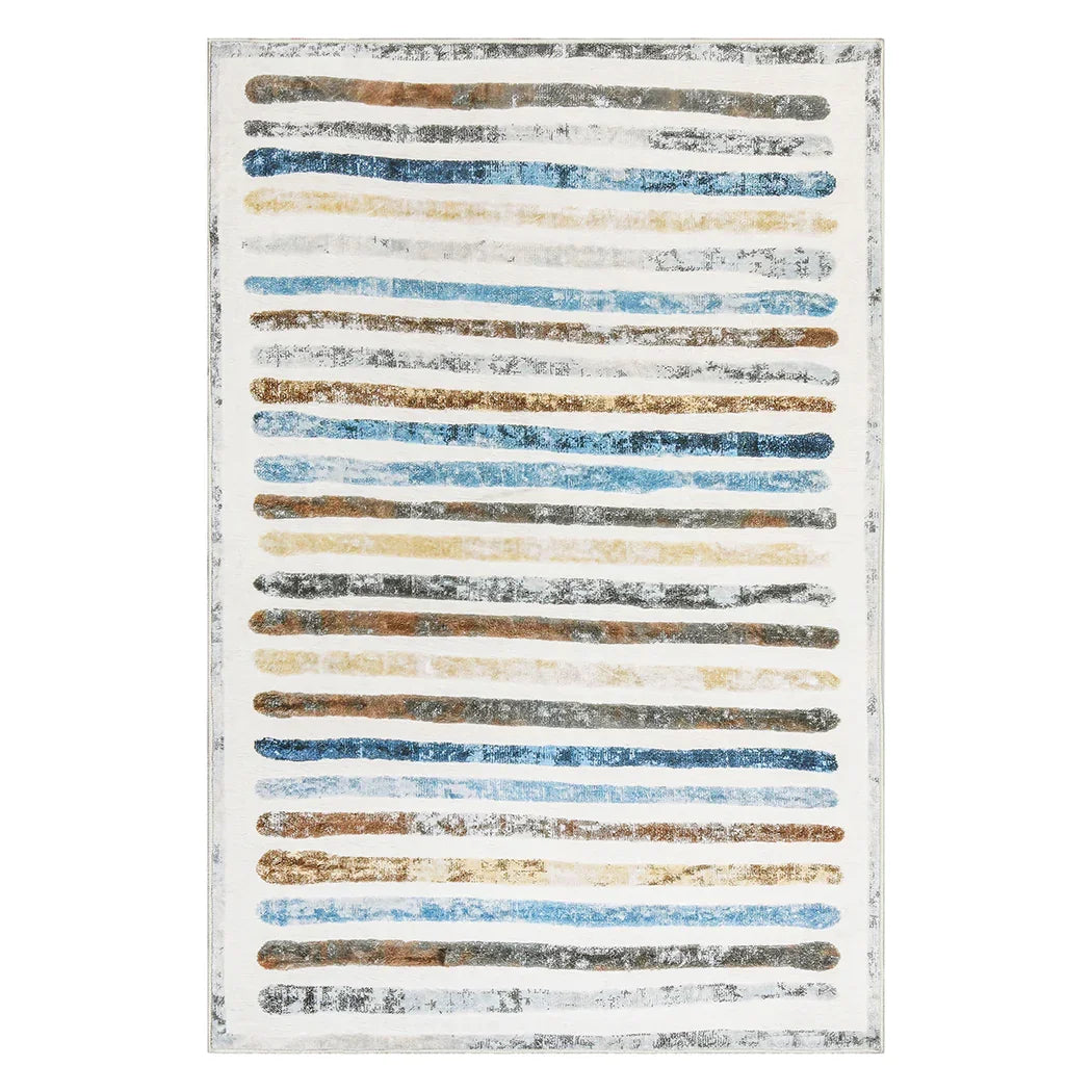 Marlow Floor Rug Short Pile Washable Carpet Soft Plush Non Slip Stripe 80x120-2018816670356869120
