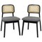 Levede 2x Dining Chair Wood Rattan Armless Black-2006732686818938880